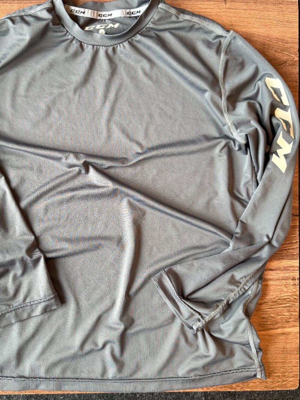 CCM Air Long Sleeve Performance Base Layer Shirt Junior Medium Gray